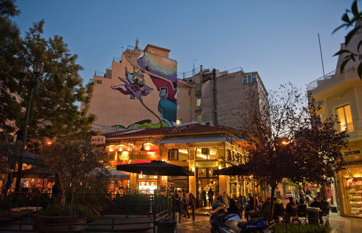 Ambiente nocturno barrio Psirri. Ambiente nocturno barrio Psirri.