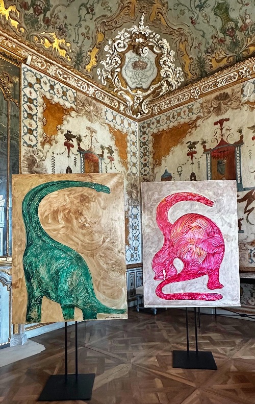 Interior de la Villa della Regina, que acoge habitualmente exposiciones de arte contemporáneo Interior de la Villa della Regina, que acoge habitualmente exposiciones de arte contemporáneo